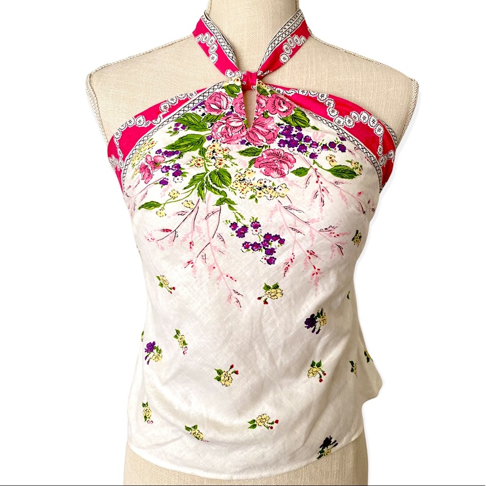 Loft by Ann Taylor Linen Floral Halter top size 2